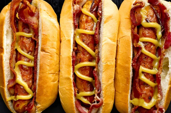 Közeli Ból Amerikai Gyorsétterem Hot Dog — Stock Fotó