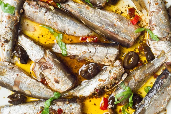 Primo Piano Delle Sardine Spagnole Sott Olio — Foto Stock