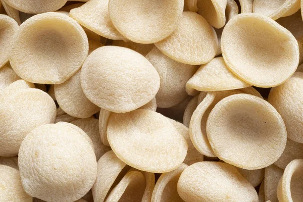 Nahaufnahme Von Getrockneten Italienischen Orecchiette Pasta Lebensmittel Hintergrund — Stockfoto