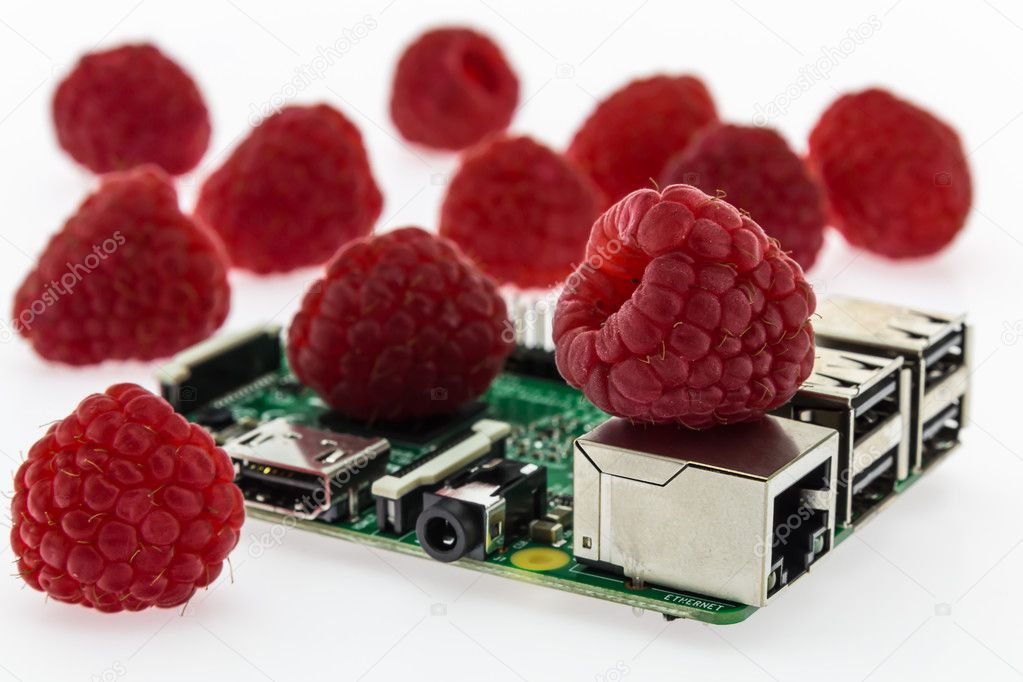 many raspberries and circuit board with rj45, hdmi and usb conne