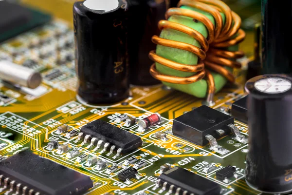 Power supply part of the electronic board with stabilizers — Stock Photo, Image