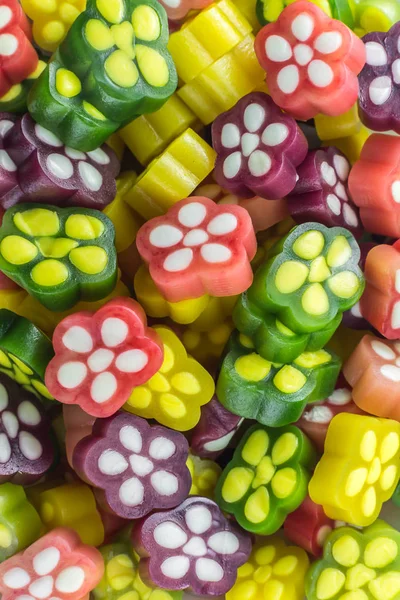 Fruit kandijsuiker kleurrijke gummy bloemen — Stockfoto