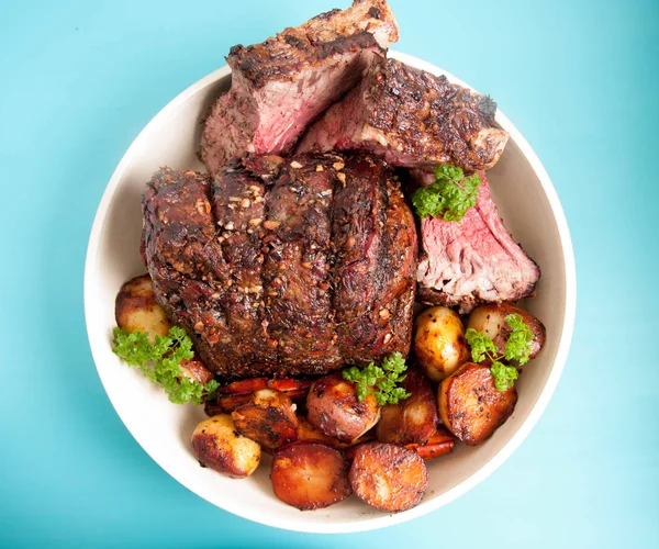 prime rib roast with seasonal vegetables