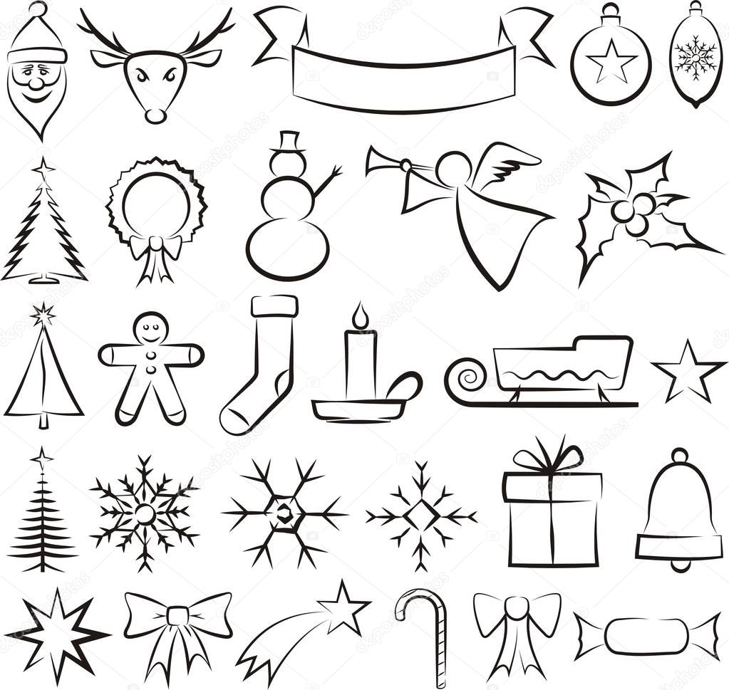 christmas icons and symbols - vector set
