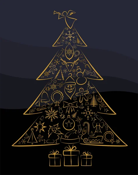 Jul bakgrund - julgran — Stock vektor