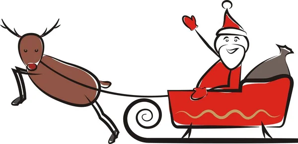 Merry christmas - santa claus in the sleigh — Stock Vector