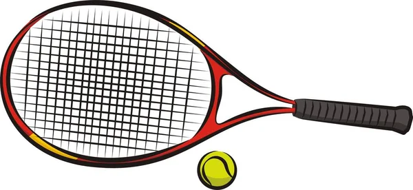Raqueta de tenis y pelota — Vector de stock