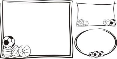 Futbol, futbol, basketbol, voleybol çerçeveleri veya afiş