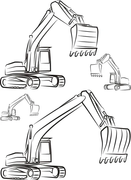 挖掘机 挖掘和拆除用重工业设备 — 图库矢量图片
