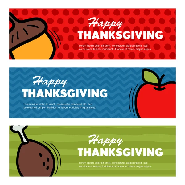 Joyeuse fête de Thanksgiving. Trois bannières — Image vectorielle