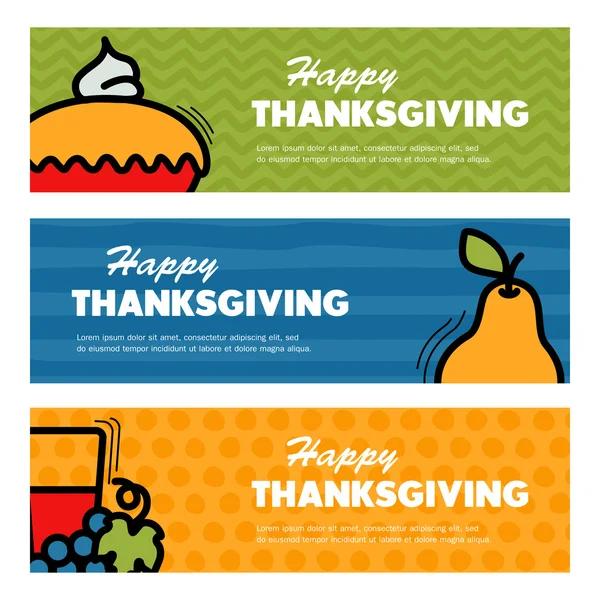 Joyeuse fête de Thanksgiving. Trois bannières — Image vectorielle