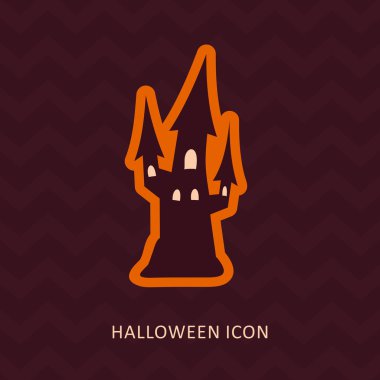 Cadılar Bayramı, cadı kale vektör siluet simge