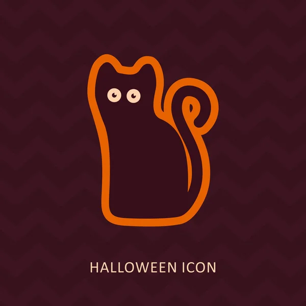 Иконка вектора черного кота на Хэллоуин — стоковый вектор