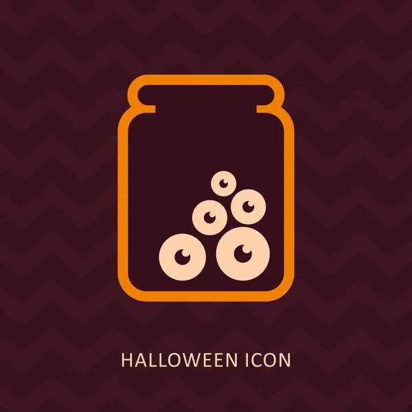 Halloween, eye glass jar vector silhouette icon — Stock Vector