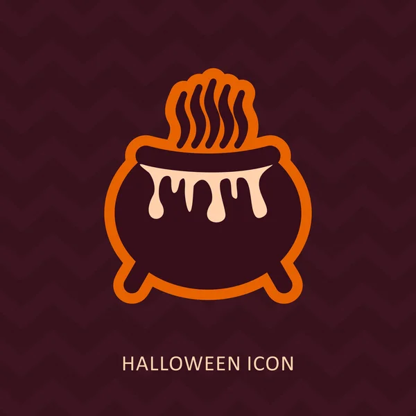 Halloween witch cauldron vector silhouette icon — Stock Vector