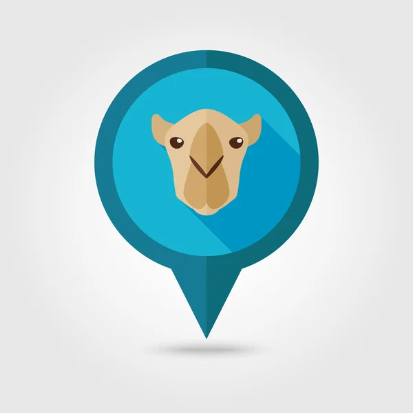 Camel flat pin map icon. Animal head vector symbol — Stock Vector