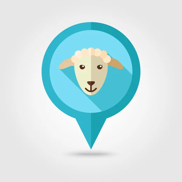 羊平针地图图标。动物头矢量 — 图库矢量图片