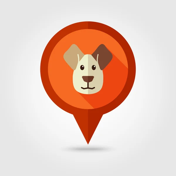Hund flache Pin Map-Symbol. Tierkopfvektor — Stockvektor
