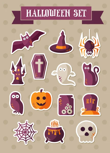 Conjunto de iconos de Halloween. Pegatina de vectores — Vector de stock
