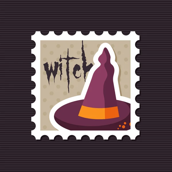 Halloween, Heks hattestempel – stockvektor