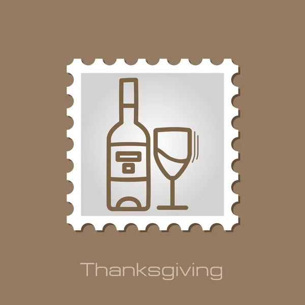 Бутылка вина и стеклянная марка. День благодарения — стоковый вектор