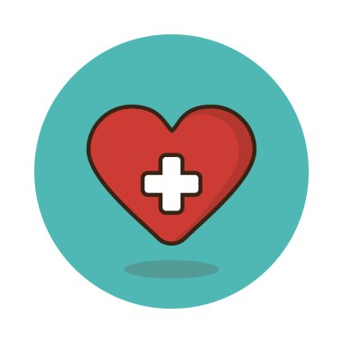 Kalp düz simgesi. Tıp vektör