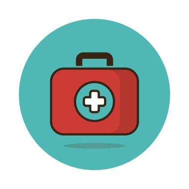İlk yardım seti düz simgesi. Tıp vektör