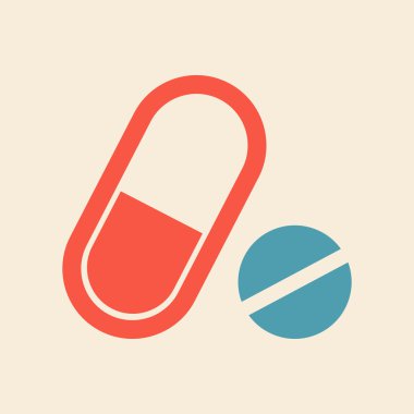 Tıbbi hap düz simgesi. İlaç vektör işareti