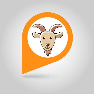 Keçi düz PIN harita simgesi. Hayvan baş vektör