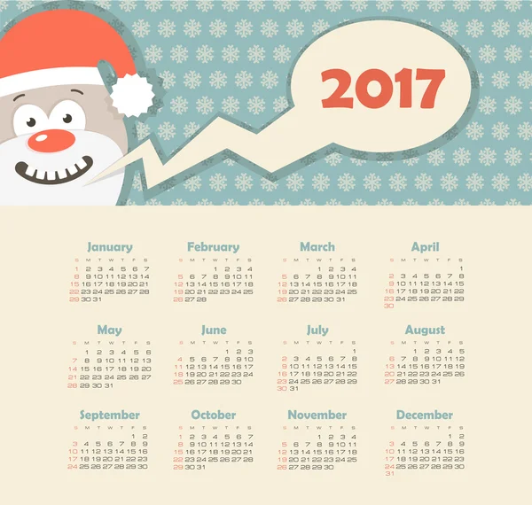 Vektorkalender 2017 Jahr. Woche beginnt am Sonntag — Stockvektor