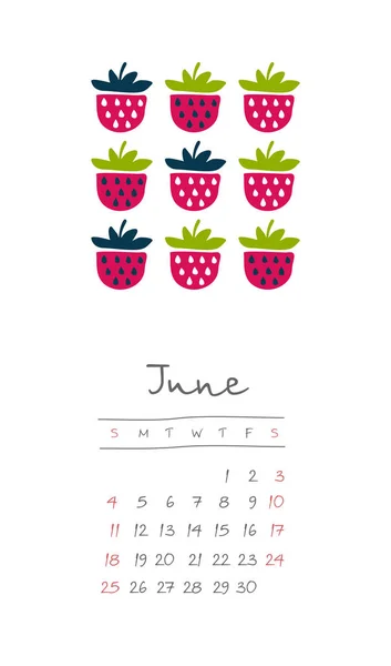 Calendario 2017 mesi giugno. La settimana inizia domenica — Vettoriale Stock
