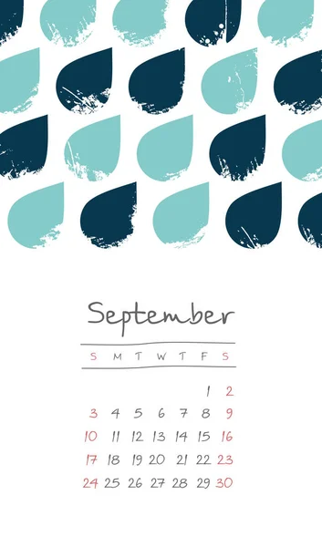 Calendario 2017 mesi settembre. La settimana inizia domenica — Vettoriale Stock