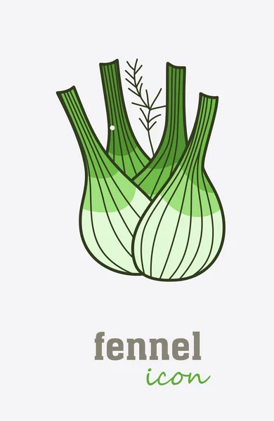 Édeskömény vektor ikonra. Zöld növényi levelek — Stock Vector