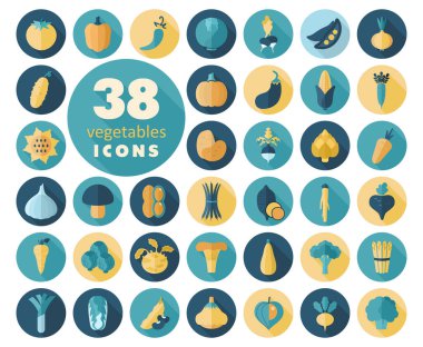 Sebze düz Icons set