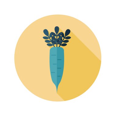 Daikon düz simgesi. Sebze kök vektör