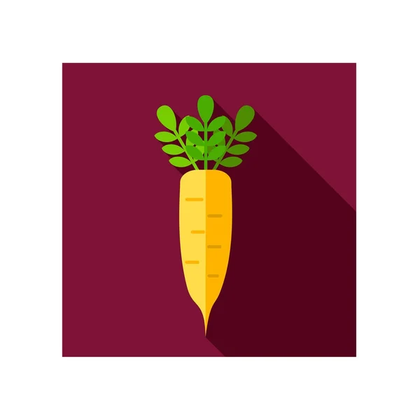 Daikon ploché ikony. Zelenina kořenová vektor — Stockový vektor