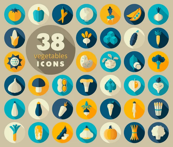 Sebze düz Icons set