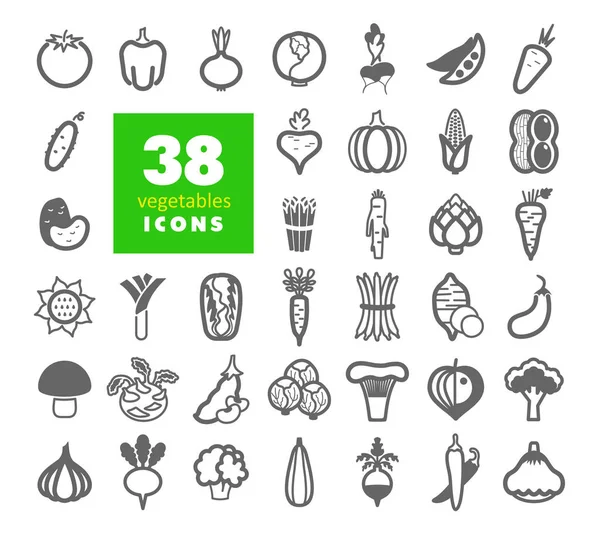 Légumes icônes contour ensemble — Image vectorielle