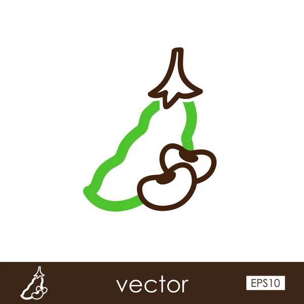 Frijoles esbozan icono. Vector vegetal — Vector de stock