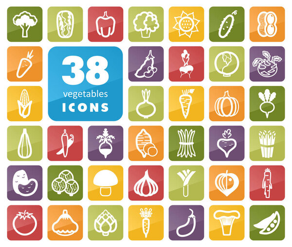 Набор значков очертаний овощей
