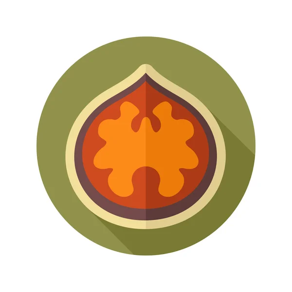 Walnut platte pictogram. Fruit moer — Stockvector