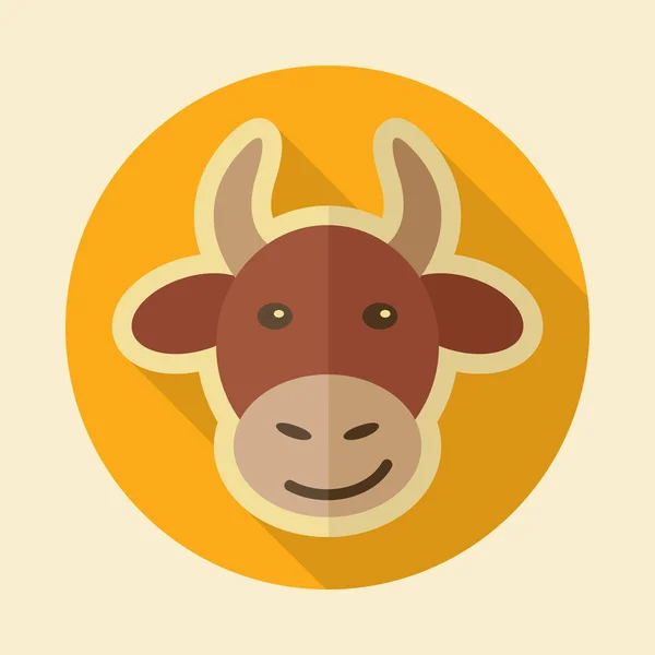 Krowa płaskie ikona. Ilustracja wektorowa głowy zwierząt — Wektor stockowy