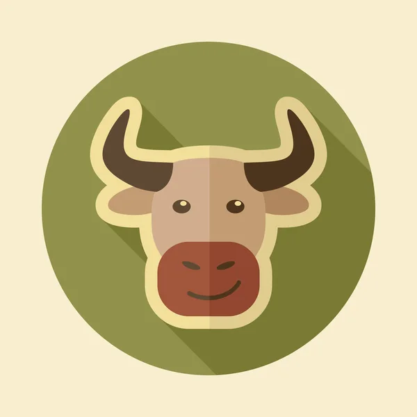Toro icono plano. Ilustración del vector cabeza animal — Vector de stock