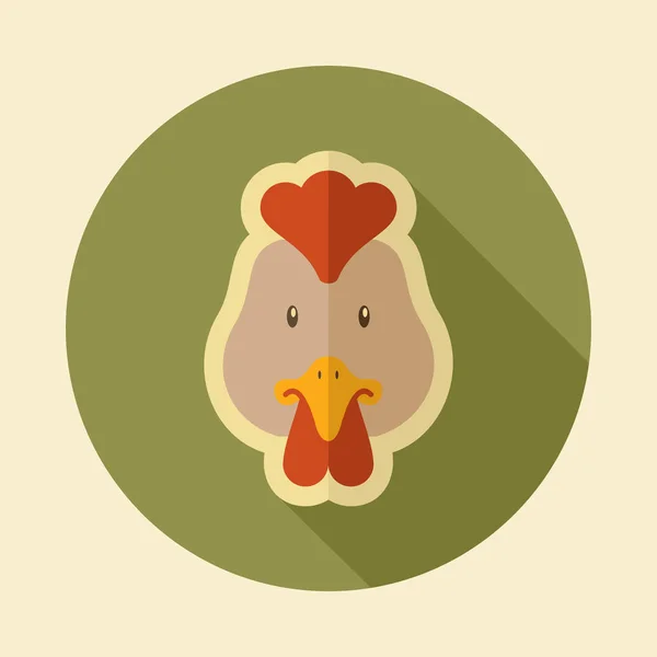 Ícone plano de frango. Ilustração do vetor da cabeça animal — Vetor de Stock