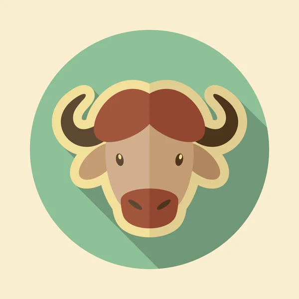 Buffalo bison bison plat icône. Vecteur de tête animale — Image vectorielle
