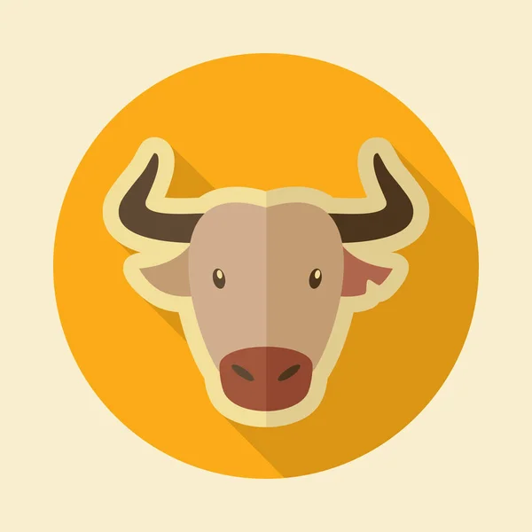 Hiszpański byk buffalo płaski ikona. Szef wektor zwierzę — Wektor stockowy