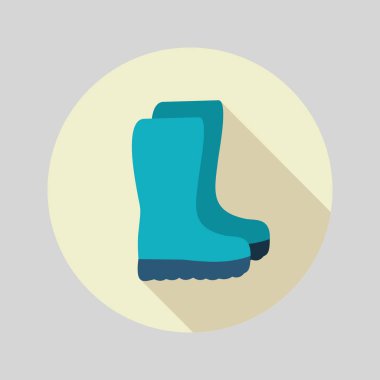 Lastik çizmeler, gumboots, wellies düz vektör simgesi
