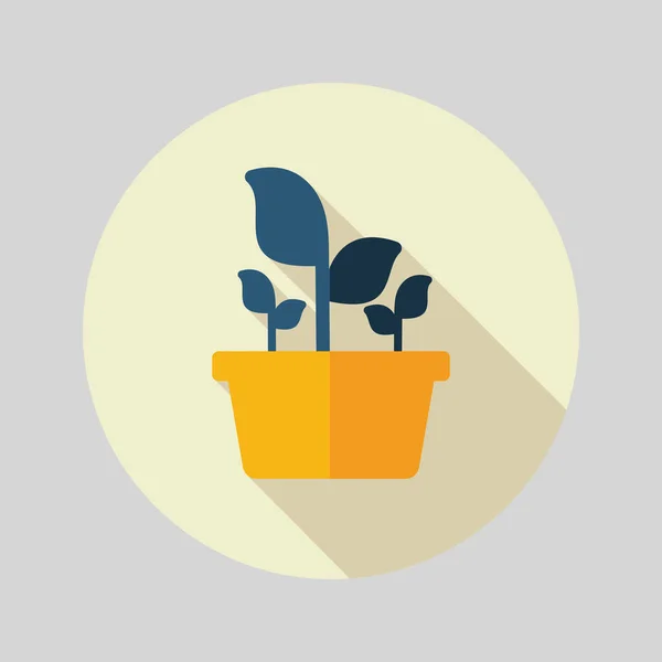 Planten in pot platte pictogram, Tuin, bloempot — Stockvector