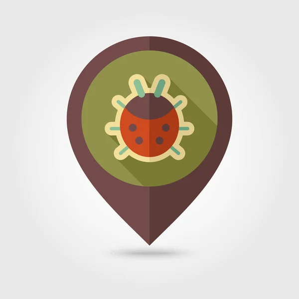 Ladybug flat vector pin map icon — Stock Vector