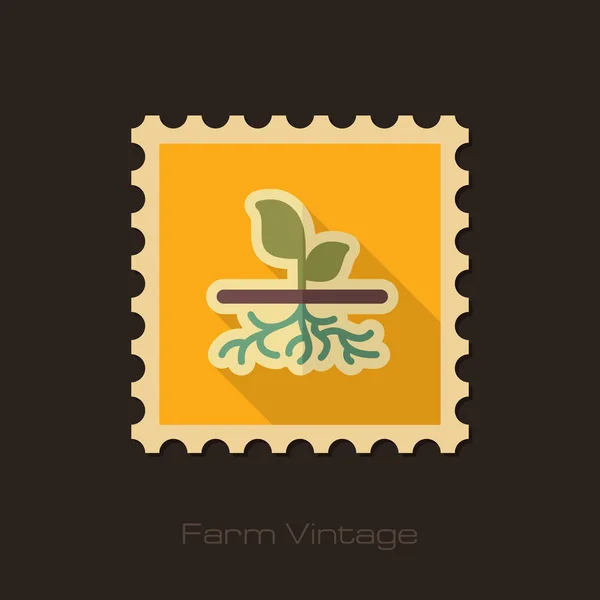 Növényi gyökerek retro lapos bélyeg, kerti — Stock Vector